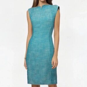 Talbots Turquoise Tweed Knee-Length Sheath Dress